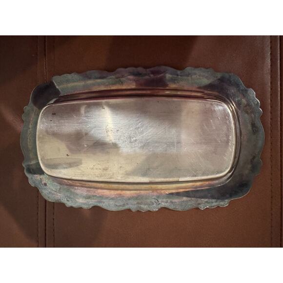 Oneida USA Silverplate Ornate Rose Pattern Covered Butter Dish Vintage 2-Piece - Picture 6 of 6